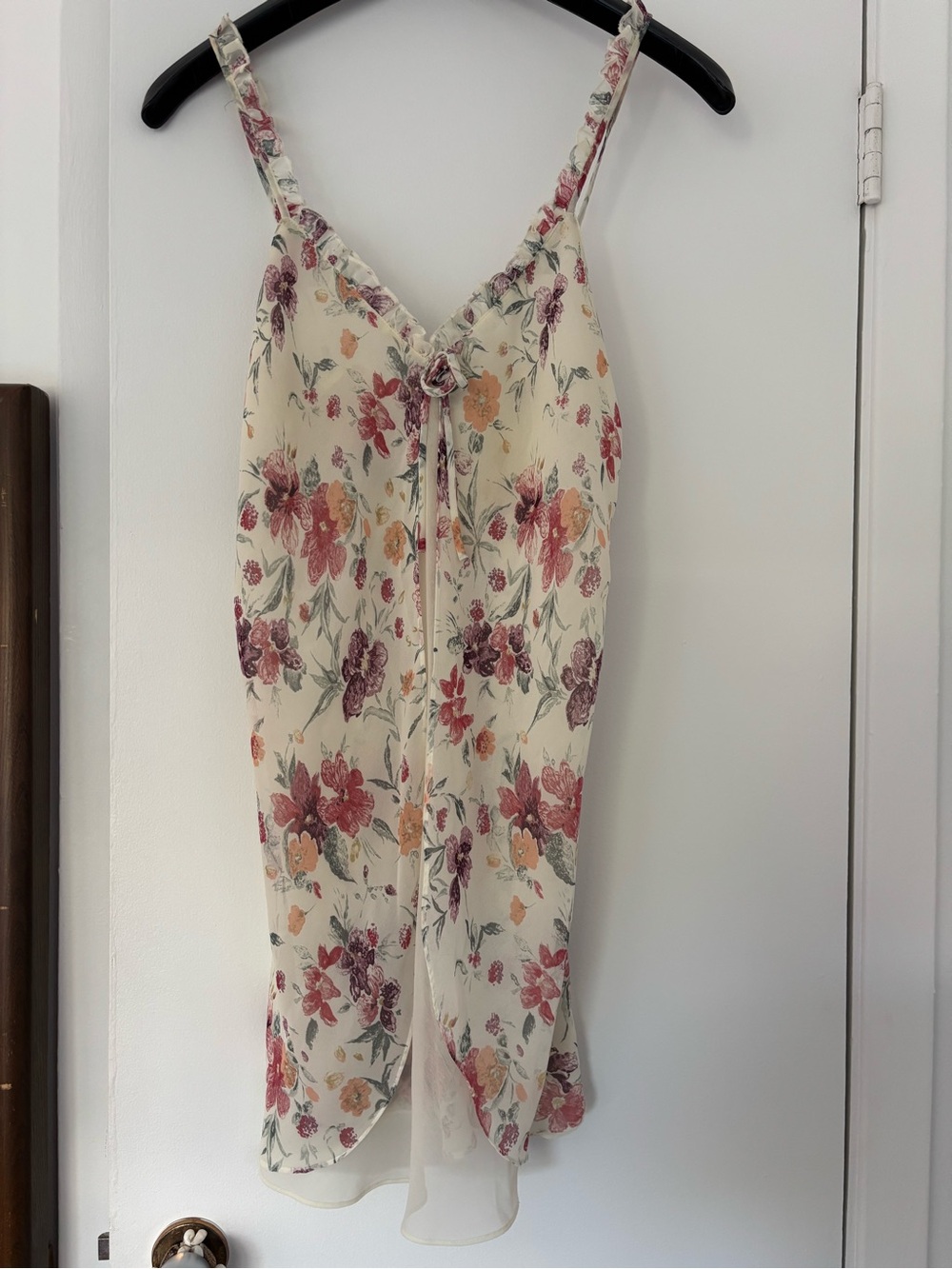 La SENZA Cream Floral Slip Dress with Pink, Purple & Orange Blooms